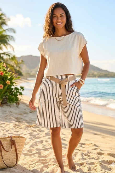 STRIPED BERMUDA SHORTS