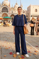 BUBBLE HEM SHORT SLEEVE TOP LOUNGE SET