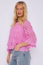 CIRCLE PRINT CROCHET 2-IN-1 TOP (15116655952256) (15123544998272) (15129924108672) (15152738107776)
