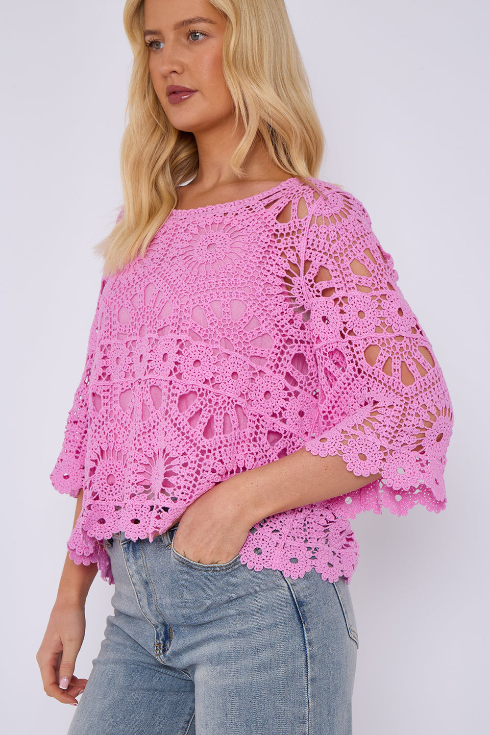 CIRCLE PRINT CROCHET 2-IN-1 TOP (15116655952256) (15123544998272) (15129924108672) (15152738107776)