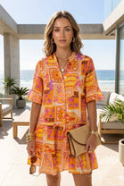PRINTED  TIERED MINI DRESS