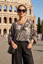 BATWING ANIMAL PRINT BLOUSE