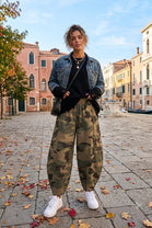 CAMOUFLAGE ELASTIC-WAIST BALLOON TROUSER
