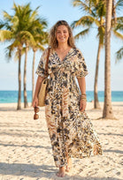 TROPICAL LEAF PRINT GATHERED MAXI(MIXED COLOUR PACK)
