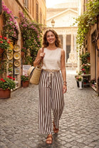 DRAWSTRING VERTICAL STRIPE TROUSER