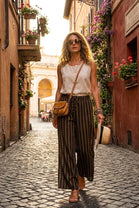 DRAWSTRING VERTICAL STRIPE TROUSER