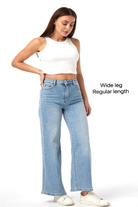 Wide Leg regular length Jeans (15258395181440)