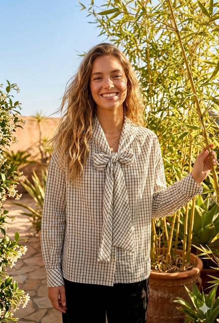 PUSSY-BOW STRIPE SHIRT