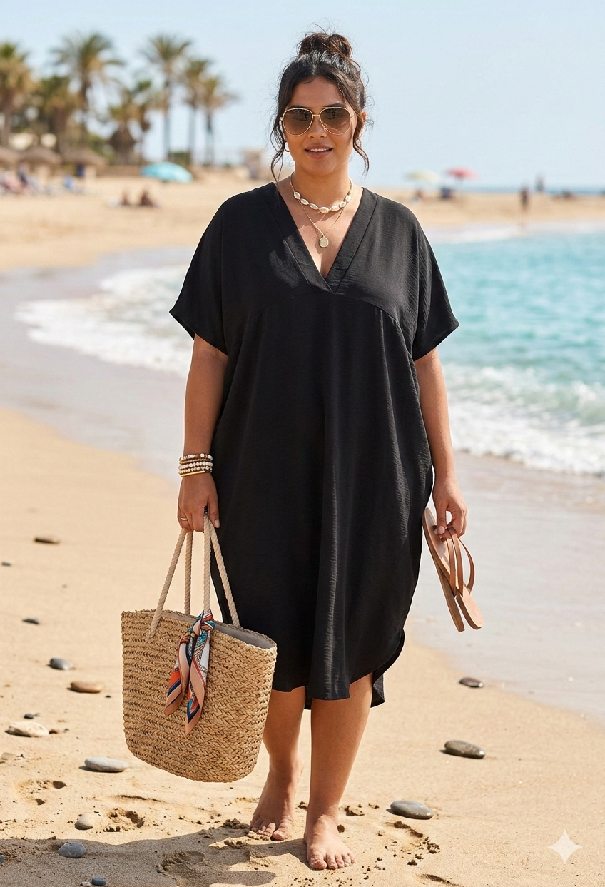 CAP SLEEVE OVERSIZED TUNIC DRESS