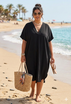 CAP SLEEVE OVERSIZED TUNIC DRESS