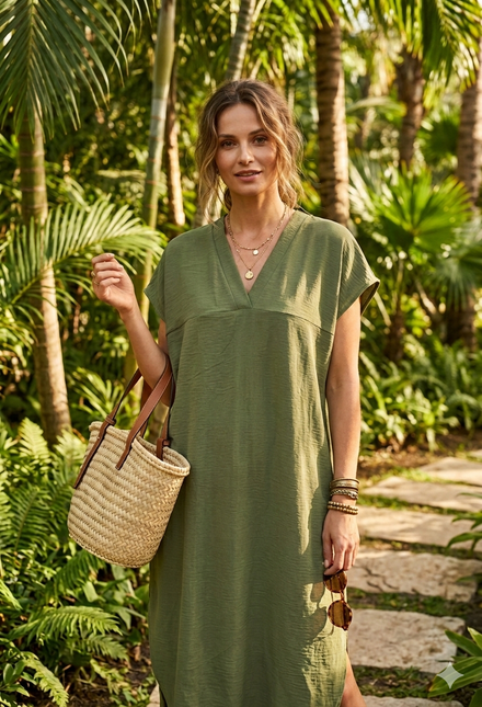 CAP SLEEVE OVERSIZED TUNIC DRESS