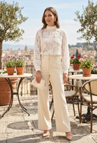 3D FLORAL HIGH NECK LACE TOP