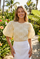 PUFF SLEEVE EMBROIDERY TOP
