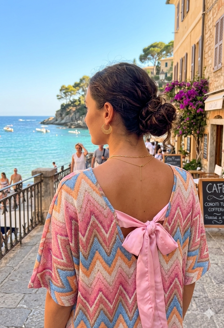 ZIG ZAG PRINT BOW BACK TOP