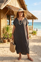 TWIST BACK DOT PRINT CAP SLEEVE TUNIC