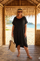 TWIST BACK DOT PRINT CAP SLEEVE TUNIC