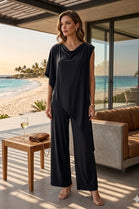 JERSEY DRAPE TUNIC WITH WIDE LEG TROUSER LOUNGE