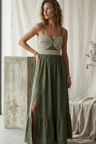 CAMI EMBROIDERED DETAIL MAXI
