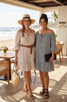 OFF-SHOULDER STRIPE TUNIC DRESS(MIXED COLOUR PACK)