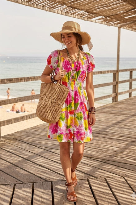 PRINTED BUTTON DETAIL DRESS(MIXED COLOUR PACK)