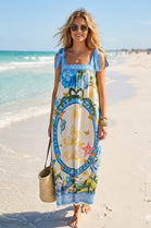 PRINTED TIE STRAP MAXI DRESS