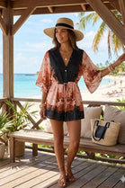 PRINTED BUTTON TIEUP PLAYSUIT
