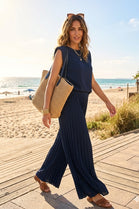 SHOULDER PAD TOP WITH PLEATED TROUSER LOUNGE