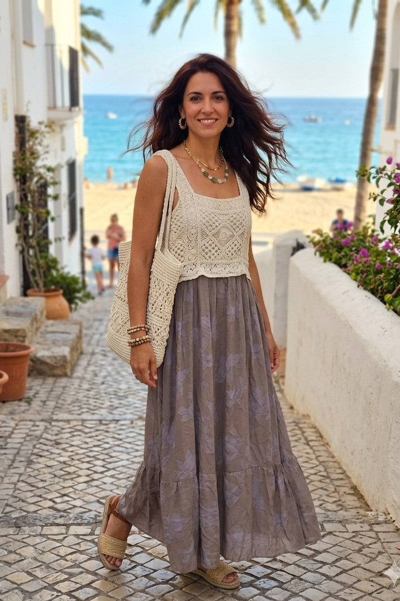 CROCHET BODICE MAXI DRESS