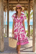PRINTED V-NECK BUTTON DRESS(MIXED COLOUR PACK)
