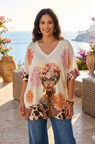PRINTED LUREX OVERSIZED BLOUSE