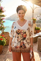 PRINTED LUREX OVERSIZED BLOUSE