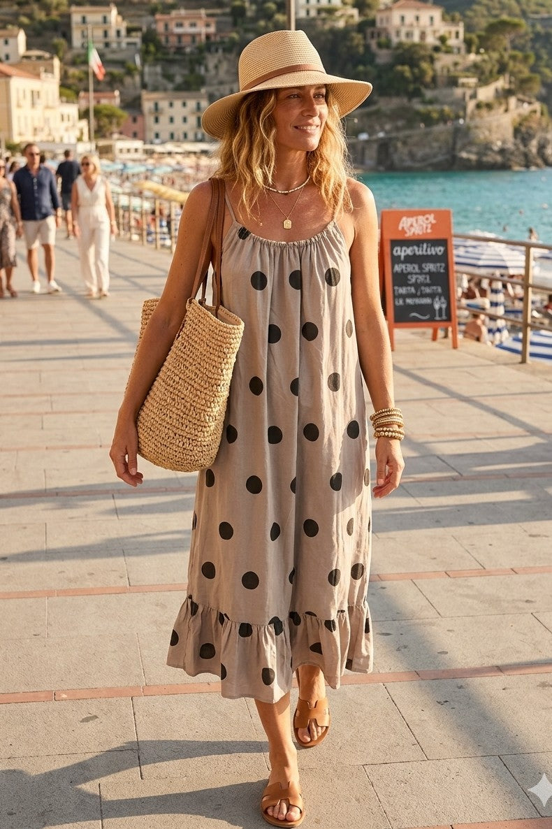 CAMI POLKA DOT BEACH MAXI  DRESS
