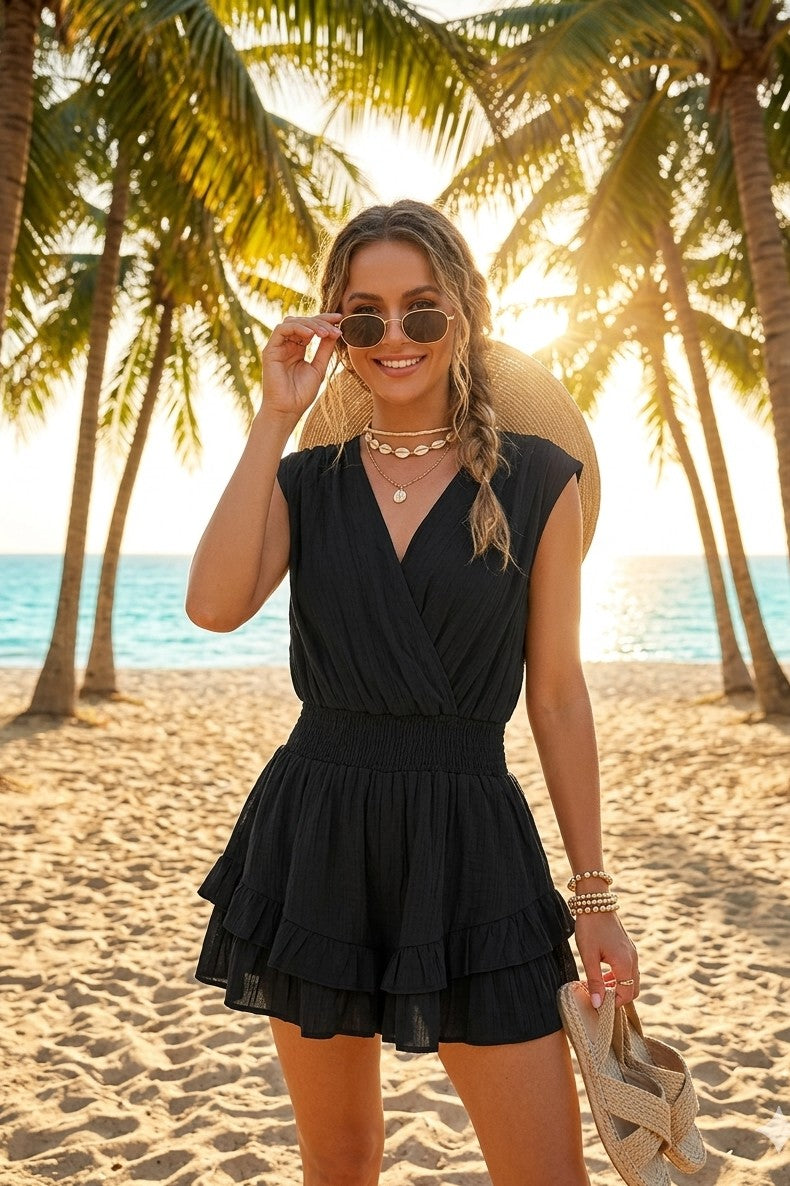 SLEEVELESS CROSS OVER PLAYSUIT
