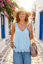 FLORAL EMBROIDERED SLEEVELESS TOP