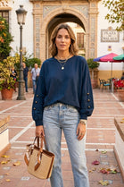 BUTTON-SLEEVE OVERSIZED SWEATSHIRT