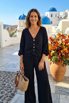 BUTTON FRONT RUCHED TOP LOUNGE SET