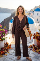 BUTTON FRONT RUCHED TOP LOUNGE SET
