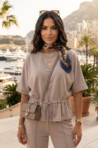 DRAWSTRING PEPLUM TOP LOUNGE SET