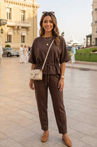 DRAWSTRING PEPLUM TOP LOUNGE SET