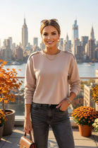 SHOULDER BUTTON SWEAT SHIRT