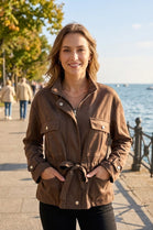 FAUX SUEDE TIE-WAIST JACKET
