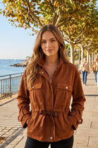 FAUX SUEDE TIE-WAIST JACKET