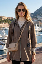 POCKET ZIP-UP STRING HOODIE RAIN COAT