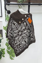 BANDANA PRINT KNIT PONCHO