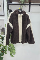 TEDDY FLEECE ZIP-UP COLOUR-BLOCK JACKET