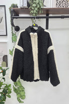 TEDDY FLEECE ZIP-UP COLOUR-BLOCK JACKET