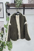 TEDDY FLEECE ZIP-UP COLOUR-BLOCK JACKET