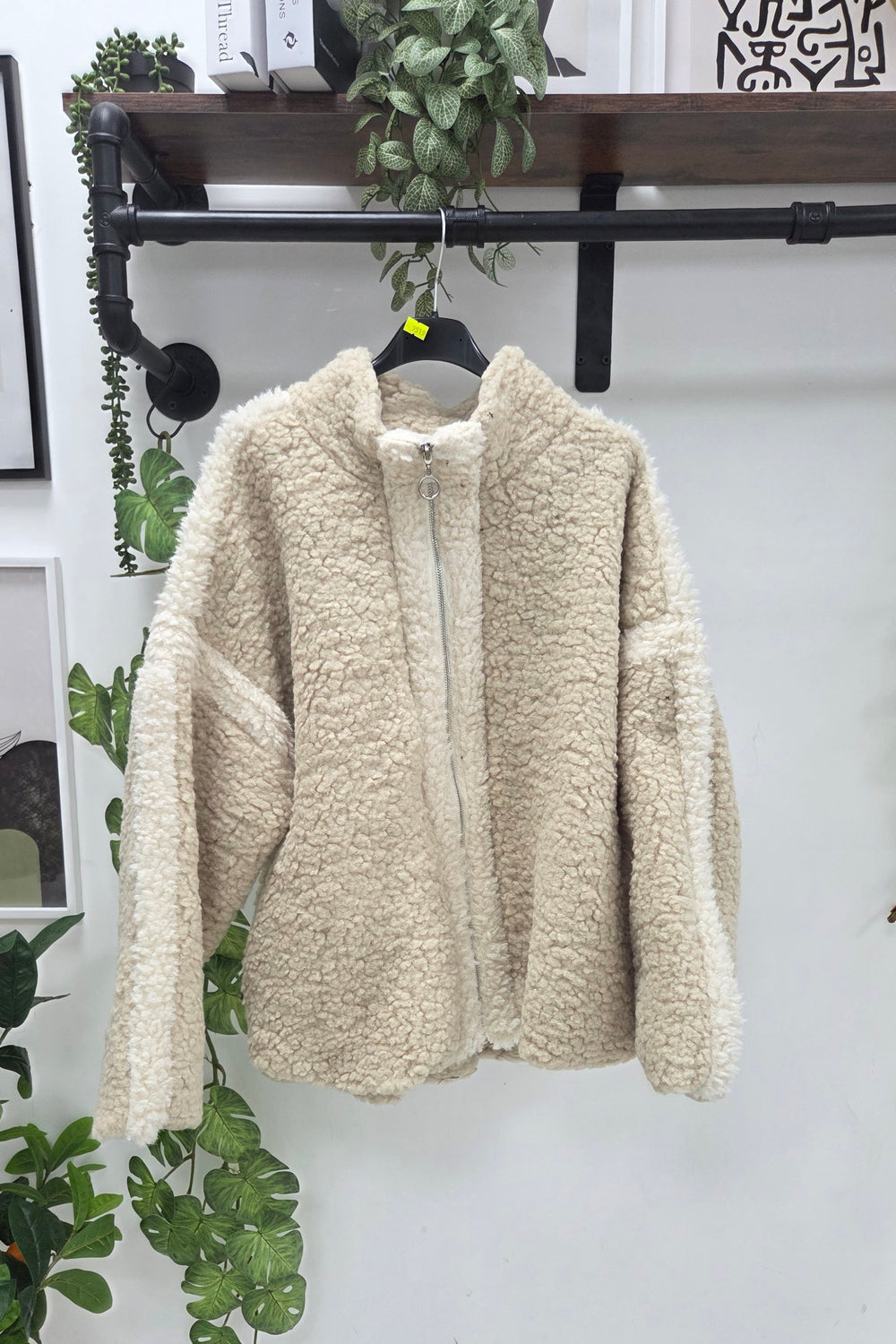 TEDDY FLEECE ZIP-UP COLOUR-BLOCK JACKET