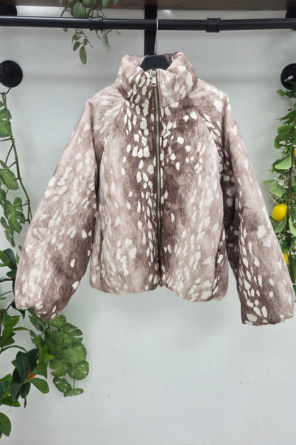 BAMBI PRINT BALLOON SLEEVE PADDED JACKET