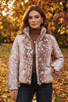BAMBI PRINT BALLOON SLEEVE PADDED JACKET
